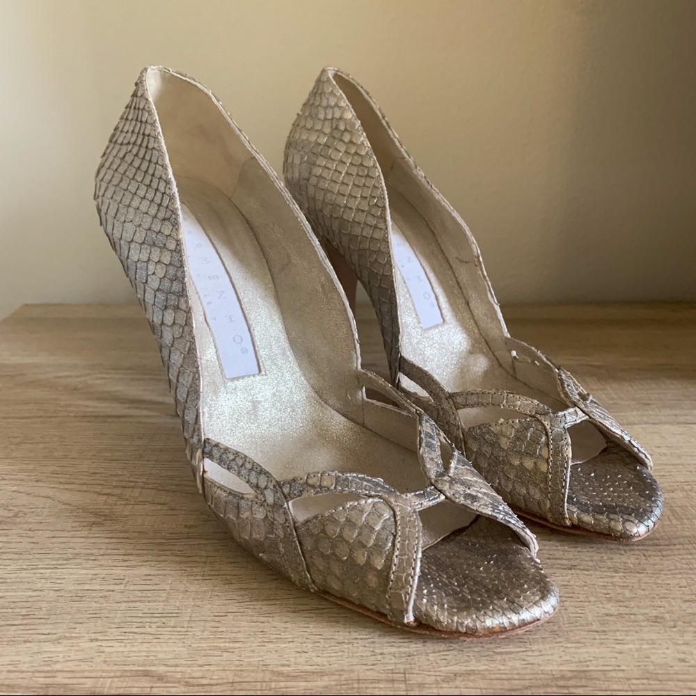 Carmen Ho Rare metallic peep toe pumps sz EU38